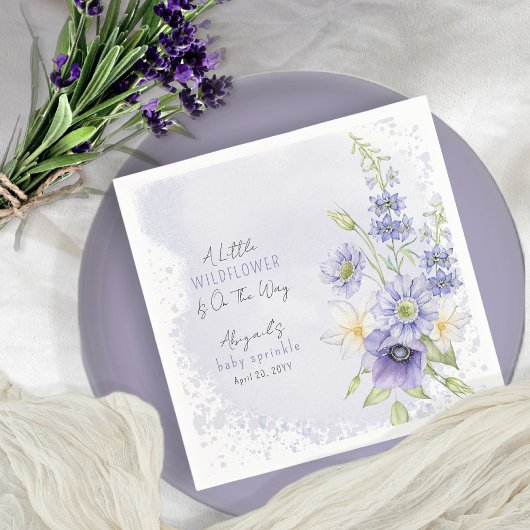 Lavender Boho A Little Wildflower Baby Sprinkle Servet