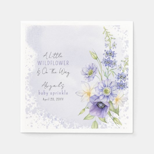 Lavender Boho A Little Wildflower Baby Sprinkle Servet (Voorkant)