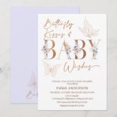 Lavender Boho Floral Butterfly kisses Baby shower Kaart (Voorkant / Achterkant)
