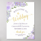 Lavender Boho Floral Elegant Wedding Welkom Folie Afdrukken (Voorkant)