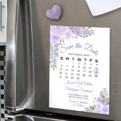 Lavender Boho Floral Save the Date Calendar Magnet