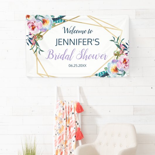  Lavender Boho Floral Vrijgezellenfeest Welkom Spandoek (Insitu)