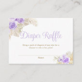 Lavender Boho Pampas Floral Palm Diaper Raffle Informatiekaartje (Voorkant)