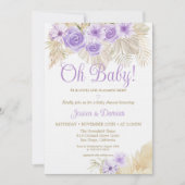Lavender Boho Pampas Floral Palm Leaf Baby shower Kaart (Voorkant)