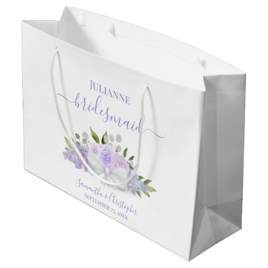 Lavender Boho Roses & Blossoms Wedding Bridesmaid Groot Cadeauzakje (Achterkant Gekanteld)