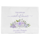 Lavender Boho Roses Bouquet Wedding Maid of Honor Groot Cadeauzakje (Achterkant)