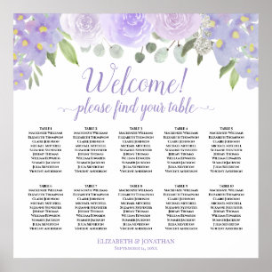 Lavender Boho Rozen 10 Tabel Wedding Seating Chart Poster