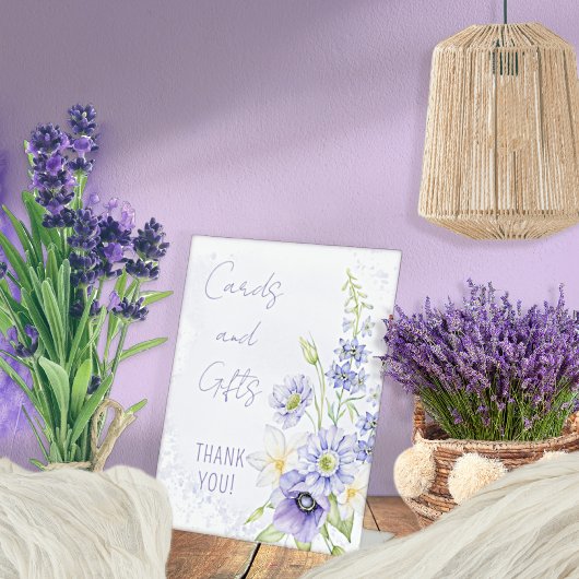 Lavender Boho Wildflower Kaarten and Gifts Reclamebord Met Voetstuk