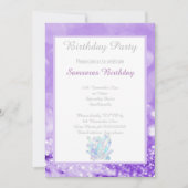LAVENDER BOKEH CRYSTALS PARELTJES BIRTHDAY INVITAT KAART (Voorkant)