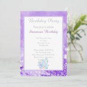 LAVENDER BOKEH CRYSTALS PARELTJES BIRTHDAY INVITAT KAART (Staand voorkant)