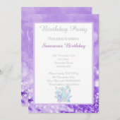 LAVENDER BOKEH CRYSTALS PARELTJES BIRTHDAY INVITAT KAART (Voorkant / Achterkant)
