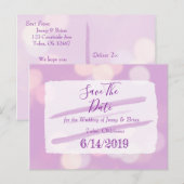 Lavender Bokeh Wedding Save the Date Briefkaart (Voorkant / Achterkant)