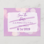 Lavender Bokeh Wedding Save the Date Briefkaart (Voorkant)