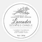 Lavender botanic art mono kandle ronde sticker (Voorkant)