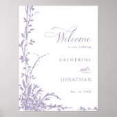 Lavender Botanical Arch Garden Wedding Welcome Poster (Voorkant)