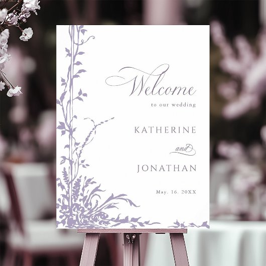 Lavender Botanical Arch Garden Wedding Welcome Poster