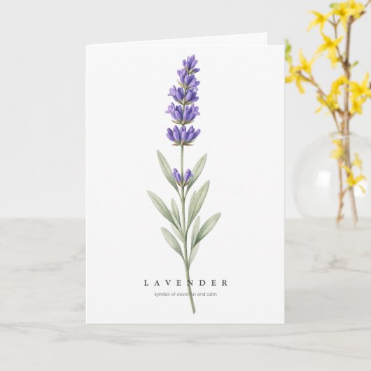 Lavender Botanical Art Symbol of Devotion and Calm Kaart (Gele Bloem)