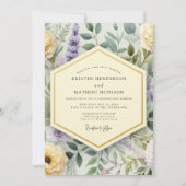 Lavender Botanical Bloom Wedding Kaart (Voorkant)