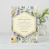 Lavender Botanical Bloom Wedding Kaart (Staand voorkant)