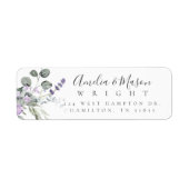 Lavender Botanical Elegant Script Return Address  Etiket (Voorkant)