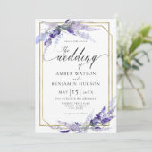 Lavender Botanical Floral Dusty Puple Wedding Kaart (Staand voorkant)