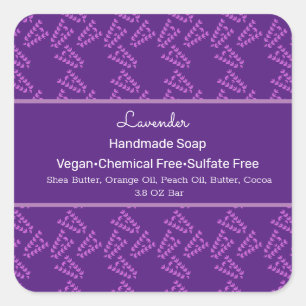 Lavender Botanical Handmade Soap Beauty Branding Vierkante Sticker