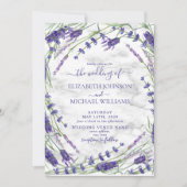 Lavender Botanical Lijst Marble Photo Wedding Kaart (Voorkant)