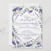 Lavender Botanical Lijst Marble Waterverf Wedding Kaart (Voorkant)