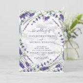 Lavender Botanical Lijst Marble Waterverf Wedding Kaart (Staand voorkant)