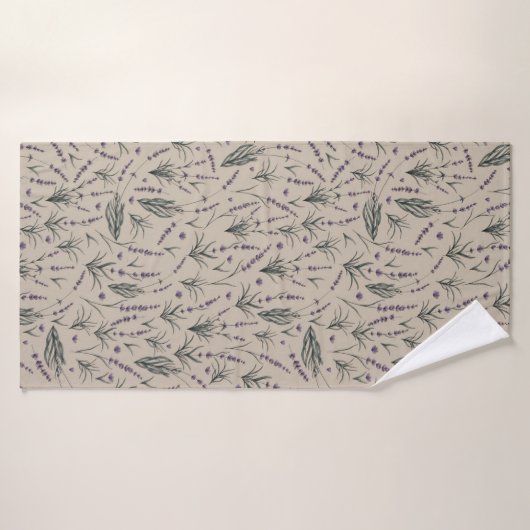 Lavender Botanical Pattern Bath Towel Badhanddoek (Badhanddoek)