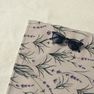 Lavender Botanical Pattern Beach Towel Strandlaken