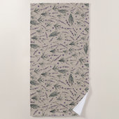 Lavender Botanical Pattern Beach Towel Strandlaken (Voorkant)