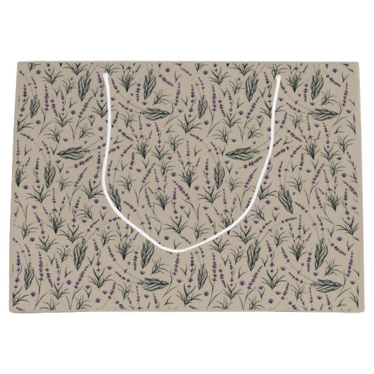 Lavender Botanical Pattern Gift Bag Groot Cadeauzakje (Voorkant)