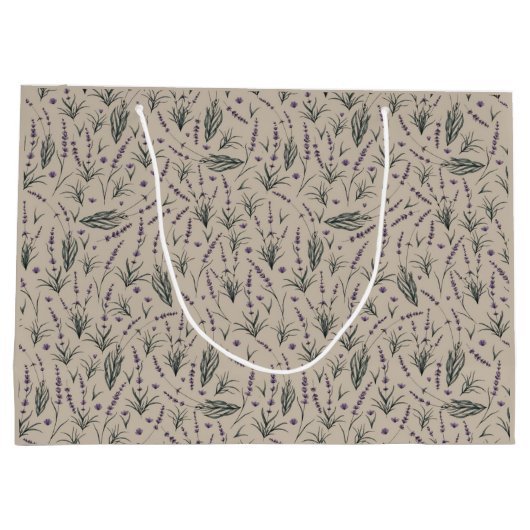 Lavender Botanical Pattern Gift Bag Groot Cadeauzakje (Achterkant)