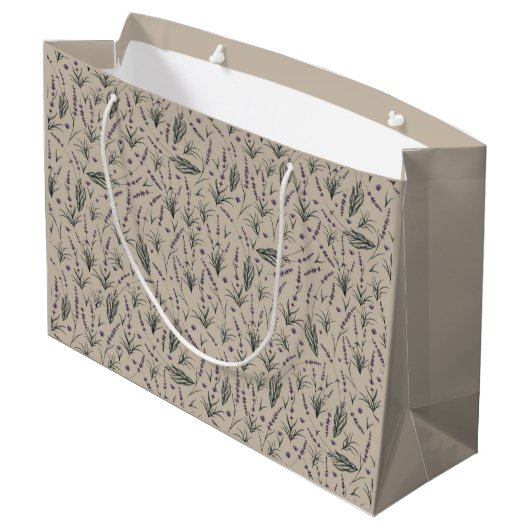 Lavender Botanical Pattern Gift Bag Groot Cadeauzakje (Achterkant Gekanteld)