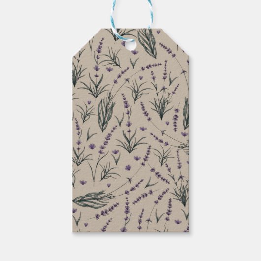 Lavender Botanical Pattern Gift Tag Cadeaulabel (Voorkant)