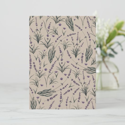 Lavender Botanical Pattern Invitation Kaart (Staand voorkant)