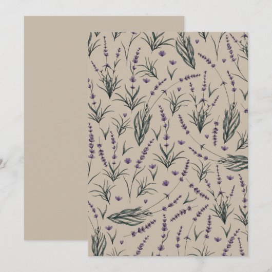 Lavender Botanical Pattern Invitation Kaart (Voorkant / Achterkant)