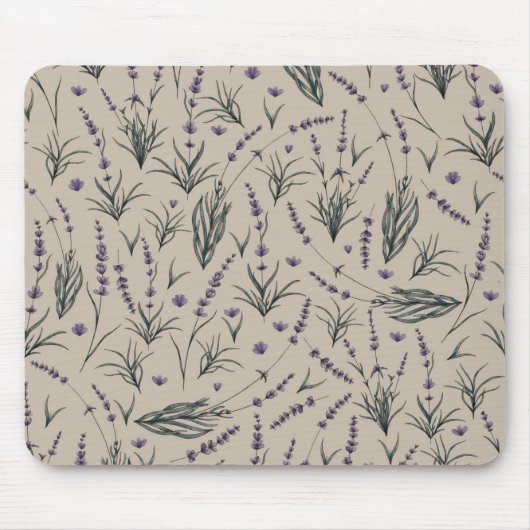 Lavender Botanical Pattern Mouse Pad Muismat (Voorkant)