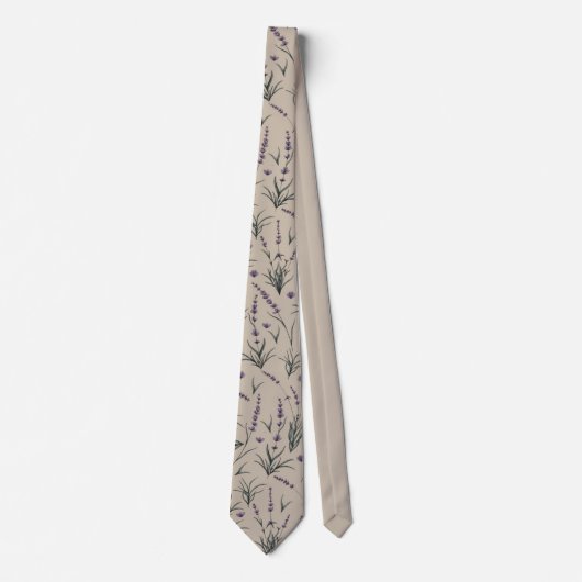Lavender Botanical Pattern Necktie Stropdas (Voorkant)