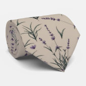 Lavender Botanical Pattern Necktie Stropdas (Opgerold)