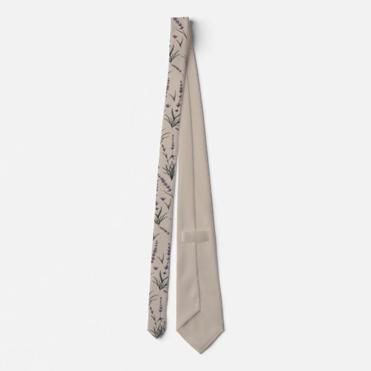 Lavender Botanical Pattern Necktie Stropdas (Achterkant)