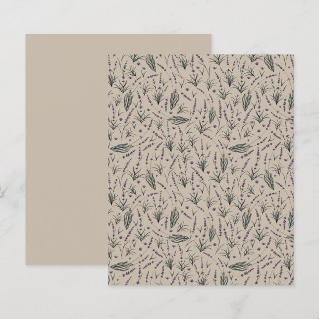 Lavender Botanical Pattern Paper Sheet (Voorkant / Achterkant)