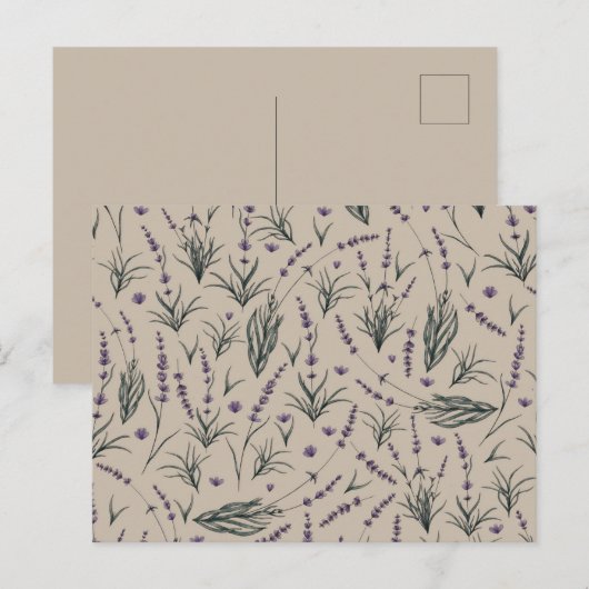 Lavender Botanical Pattern Postcard Briefkaart (Voorkant / Achterkant)