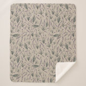 Lavender Botanical Pattern Sherpa Blanket Deken (Voorkant)