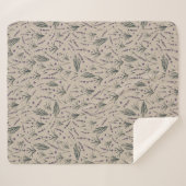 Lavender Botanical Pattern Sherpa Blanket Deken (Voorkant (horizontaal))