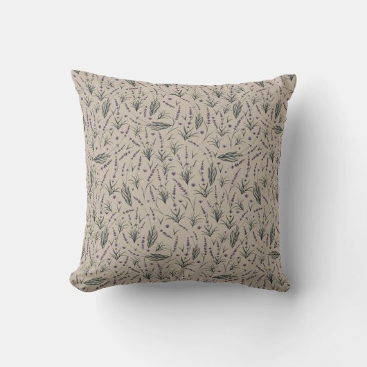 Lavender Botanical Pattern Throw Pillow Kussen (Voorkant)
