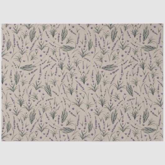 Lavender Botanical Pattern Tissue Paper Tissuepapier (Voorkant)