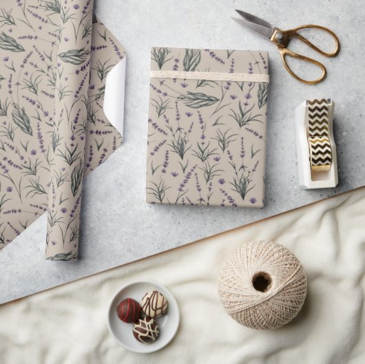Lavender Botanical Pattern Wrapping Paper Cadeaupapier (Crafts)