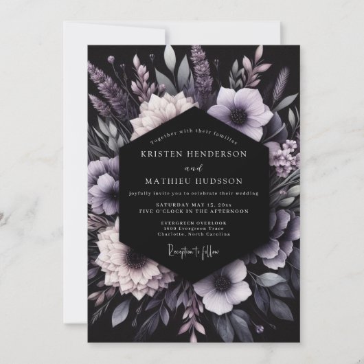 Lavender Botanical Romance Wedding Kaart (Voorkant)